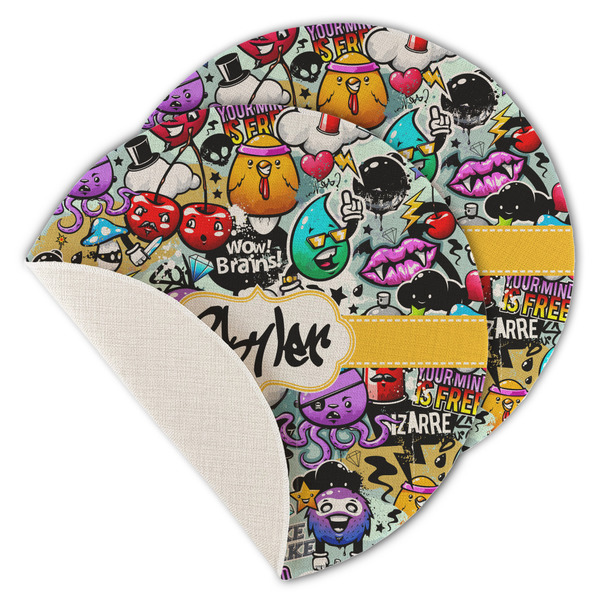 Graffiti Round Linen Placemats - MAIN (Single Sided)