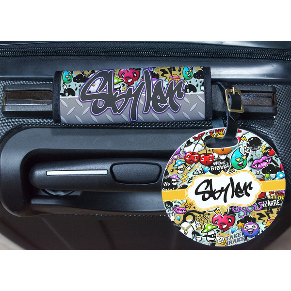 Graffiti Round Luggage Tag & Handle Wrap - In Context