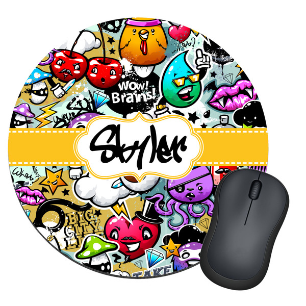 Custom Graffiti Round Mouse Pad (Personalized)
