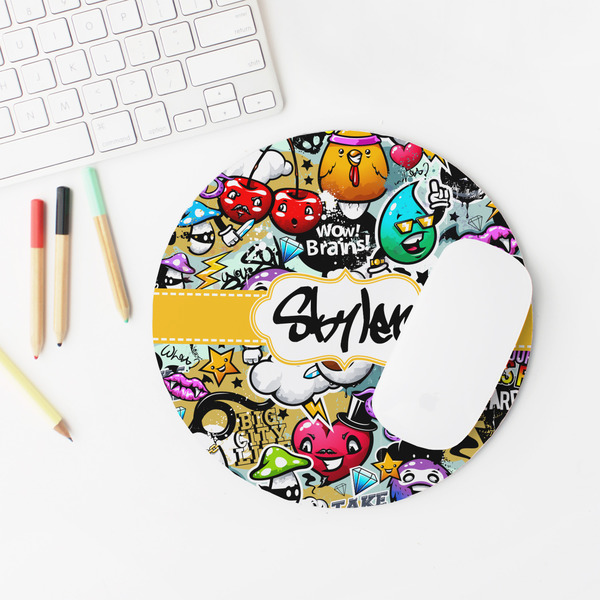 Graffiti Round Mousepad - LIFESTYLE 2
