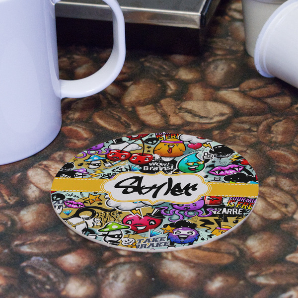 Graffiti Round Paper Coaster - Front