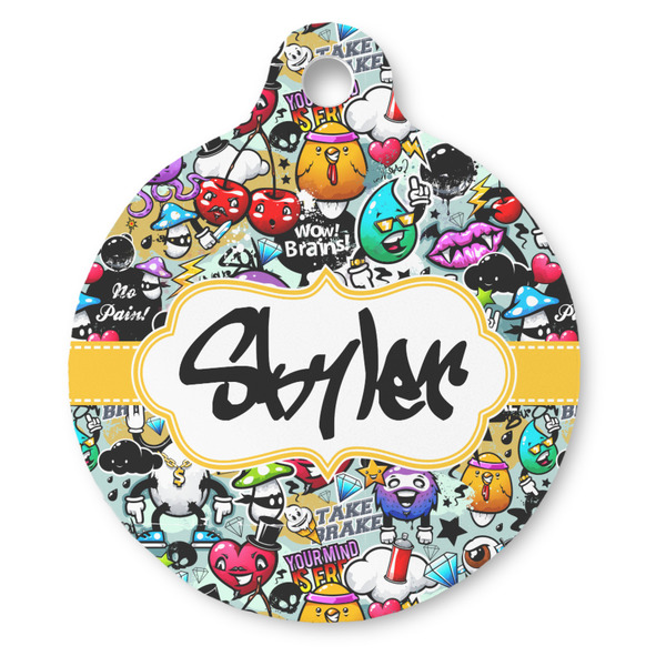 Custom Graffiti Round Pet ID Tag (Personalized)