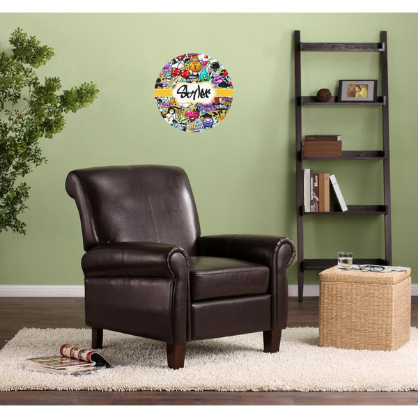 Graffiti Round Wall Decal on Living Room Wall