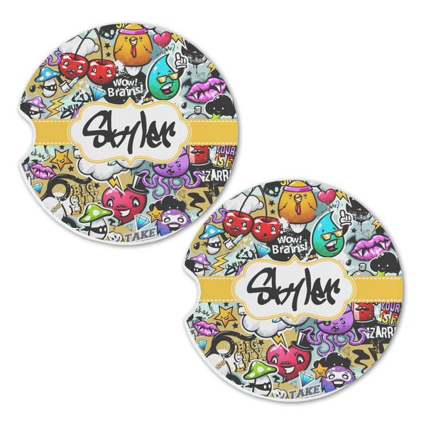 Graffiti Sandstone Car Coasters - Set of 2