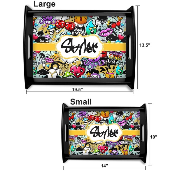 Graffiti Serving Tray Black Sizes