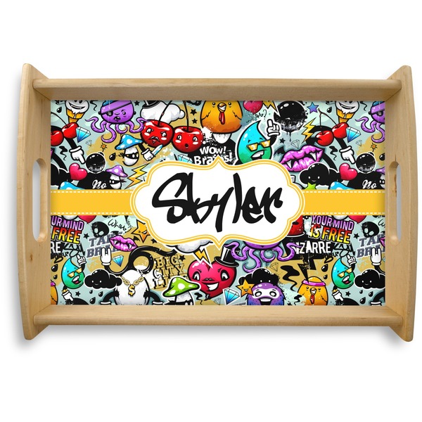 Custom Graffiti Natural Wooden Tray - Small (Personalized)