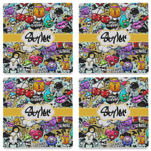 Graffiti Set of 4 Sandstone Coasters - See All 4 View
