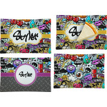 Graffiti Set of 4 Glass Rectangular Appetizer / Dessert Plate (Personalized)