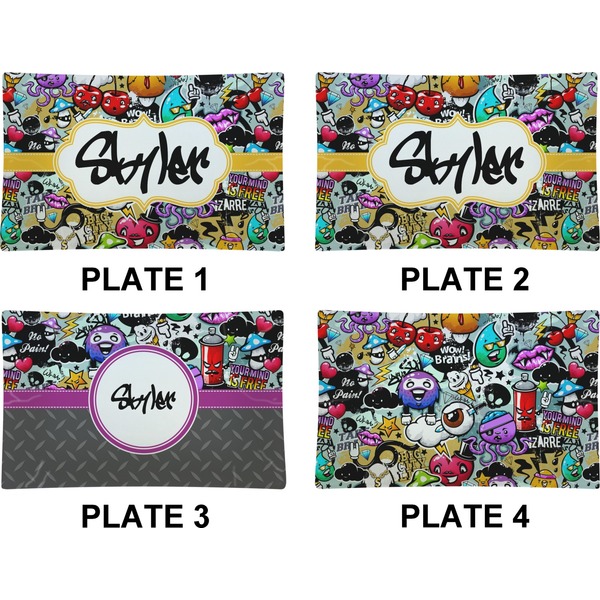 Graffiti Set of Rectangular Dinner Plates (Approval)