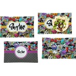 Graffiti Set of 4 Glass Rectangular Lunch / Dinner Plate (Personalized)