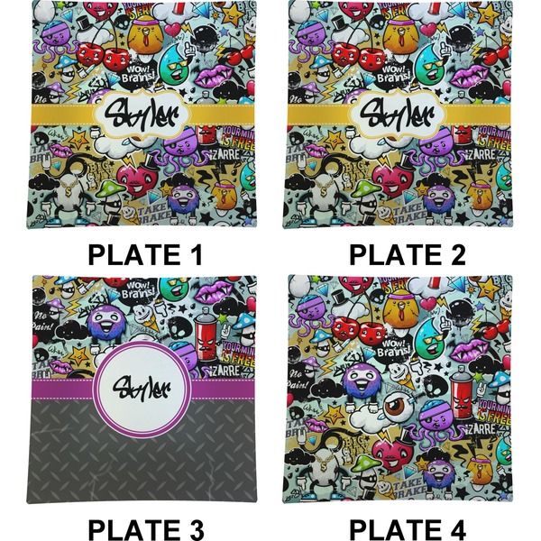 Graffiti Set of Square Dinner Plates (Approval)