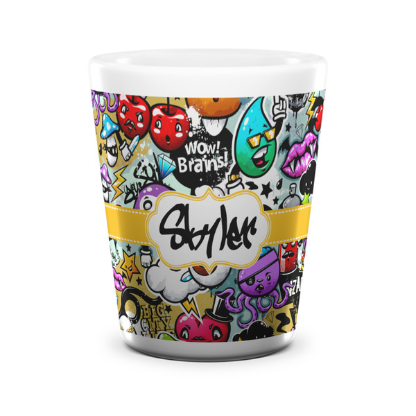 Graffiti Shot Glass - White - FRONT