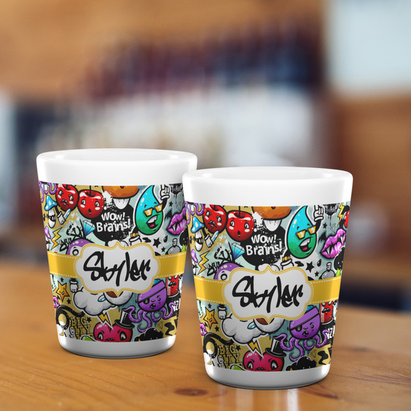 Graffiti Shot Glass - White - LIFESTYLE