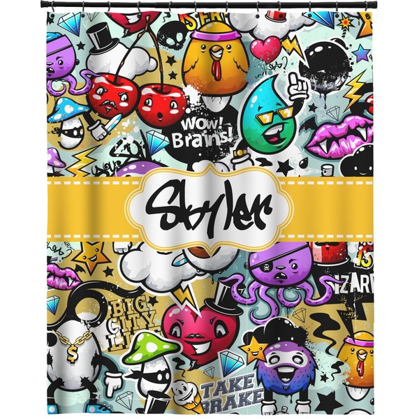 Custom Graffiti Extra Long Shower Curtain - 70"x84" (Personalized)