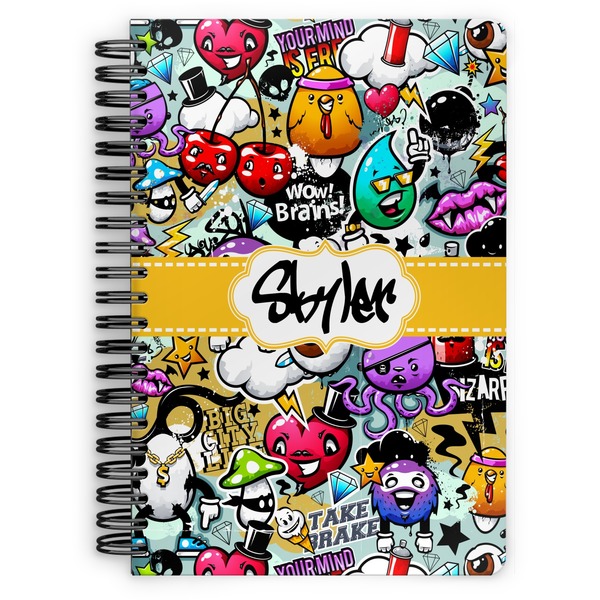 Custom Graffiti Spiral Notebook - 7x10 w/ Name or Text