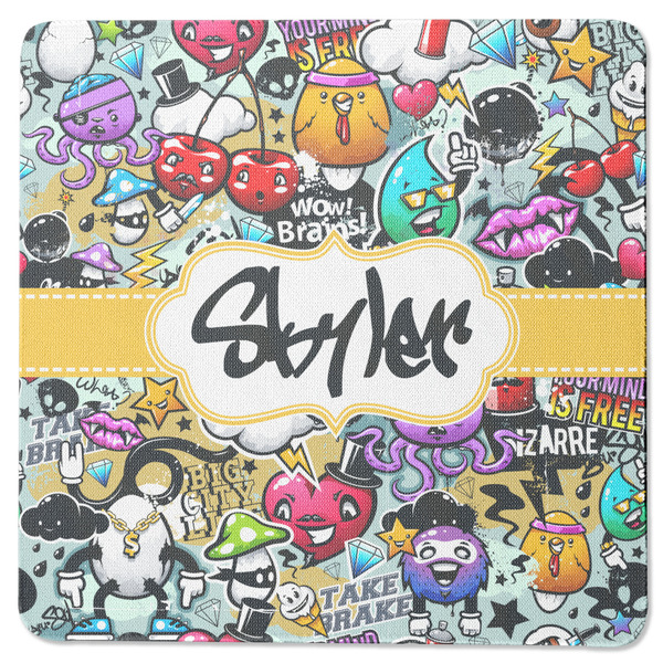 Custom Graffiti Square Rubber Backed Coaster (Personalized)