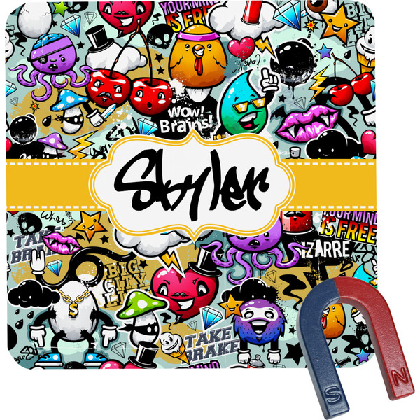 Custom Graffiti Square Fridge Magnet (Personalized)