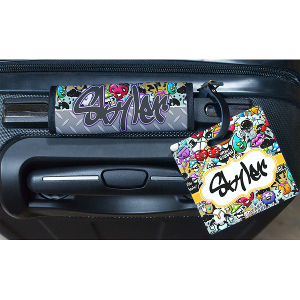Graffiti Square Luggage Tag & Handle Wrap - In Context