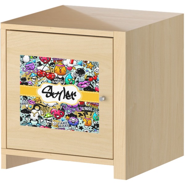 Graffiti Square Wall Decal on Wooden Cabinet