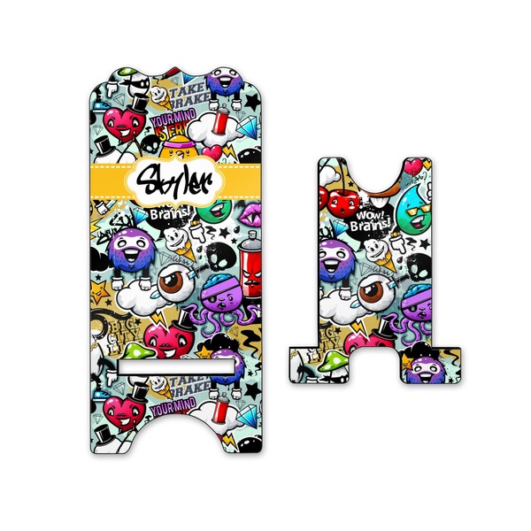 Graffiti Stylized Phone Stand - Front & Back - Small