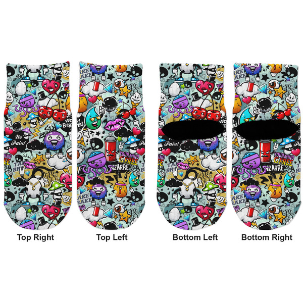 Graffiti Toddler Ankle Socks - Double Pair - Front and Back - Apvl