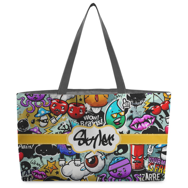 Custom Graffiti Beach Totes Bag - w/ Black Handles (Personalized)