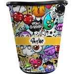 Graffiti Waste Basket - Single Sided (Black) (Personalized)