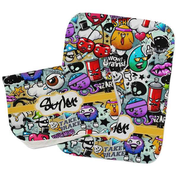 Graffiti Two Rectangle Burp Cloths - Open & Folded