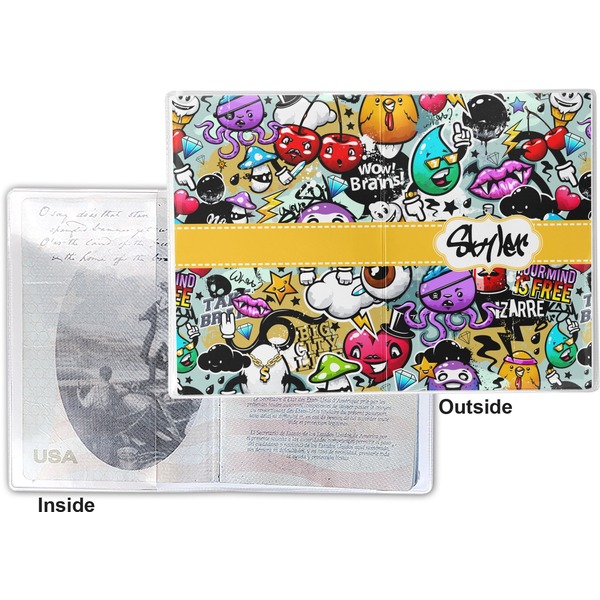 Graffiti Vinyl Passport Holder - Flat Front and Back