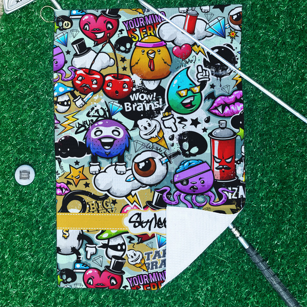 Graffiti Waffle Weave Golf Towel - In Context