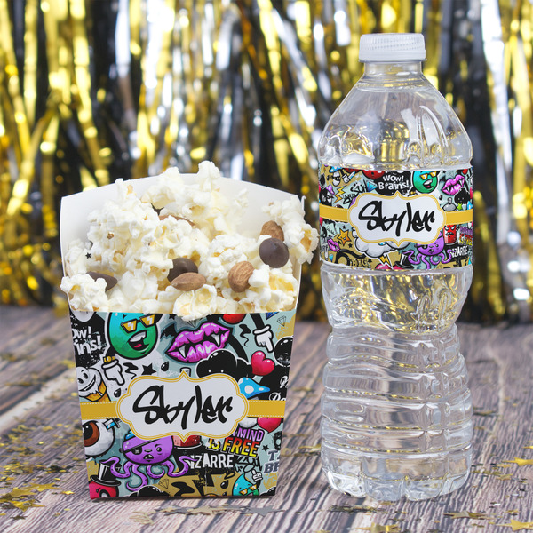 Graffiti Water Bottle Label - w/ Favor Box