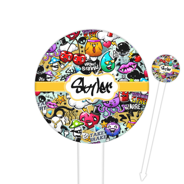 Custom Graffiti Cocktail Picks - Round Plastic (Personalized)