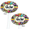Graffiti White Plastic 7" Stir Stick - Double Sided - Oval - Front & Back