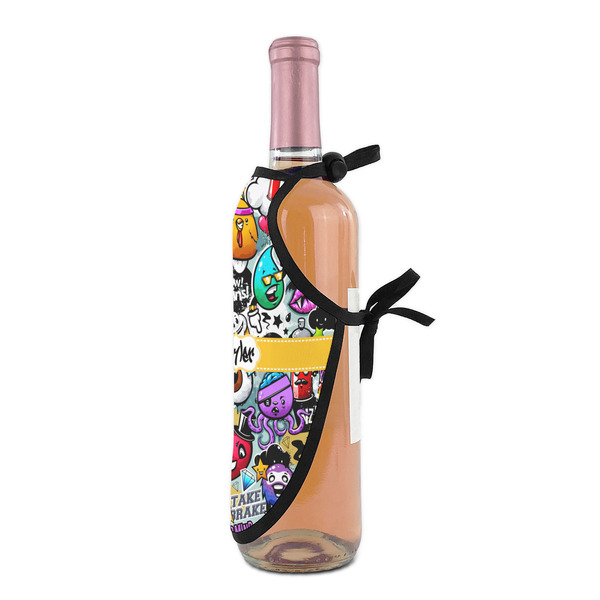 Graffiti Wine Bottle Apron - DETAIL WITH CLIP ON NECK