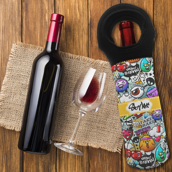 Graffiti Wine Tote Bag - FLATLAY