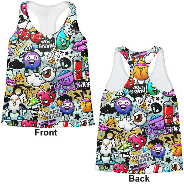 Graffiti Womens Racerback Tank Tops - Medium - Front and Back