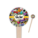 Graffiti 4" Round Wooden Food Picks - Double Sided (Personalized)