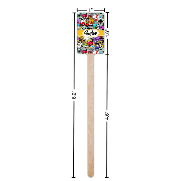 Graffiti Wooden 6.25" Stir Stick - Rectangular - Dimensions