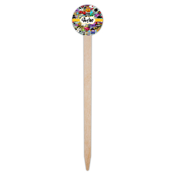 Graffiti Wooden 6" Food Pick - Round - Single Pick