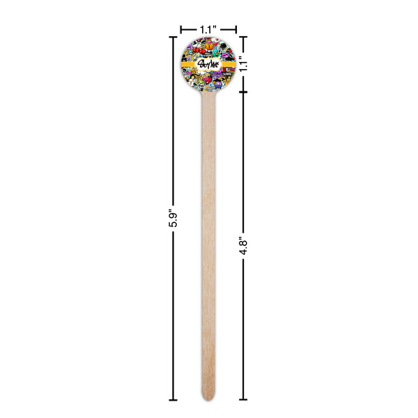 Graffiti Wooden 6" Stir Stick - Round - Dimensions