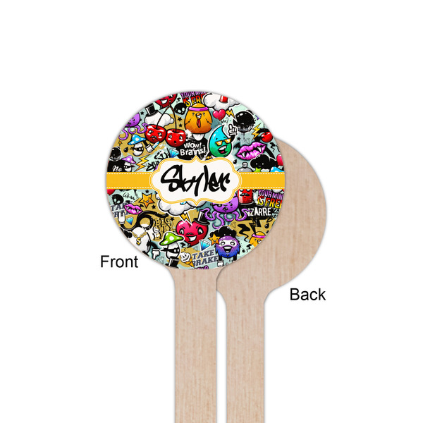Graffiti Wooden 6" Stir Stick - Round - Single Sided - Front & Back