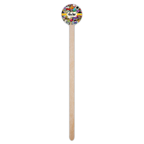 Graffiti Wooden 7.5" Stir Stick - Round - Single Stick