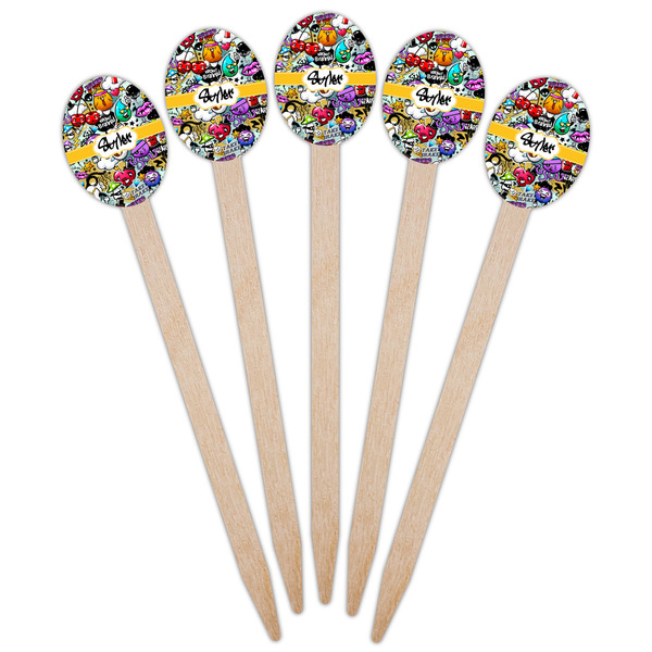 Graffiti Wooden Food Pick - Oval - Fan View