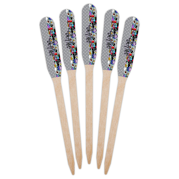 Graffiti Wooden Food Pick - Paddle - Fan View