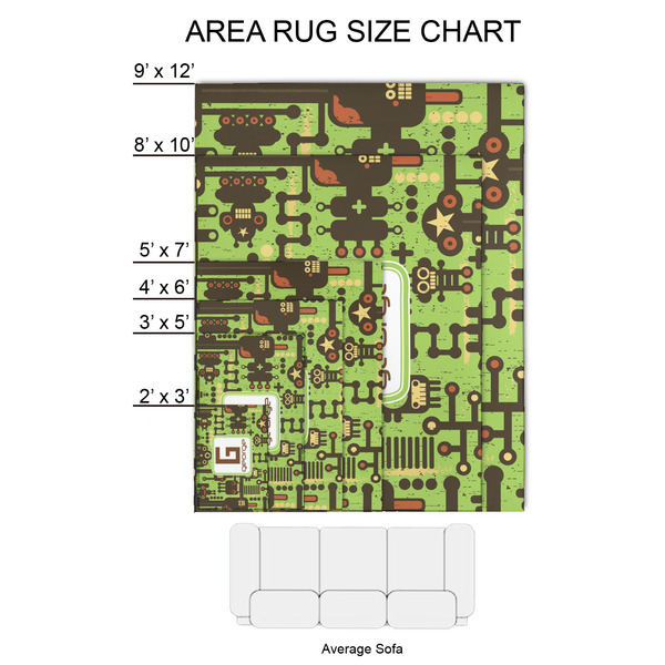 Industrial Robot 1 2'x3' Indoor Area Rugs - Size Chart