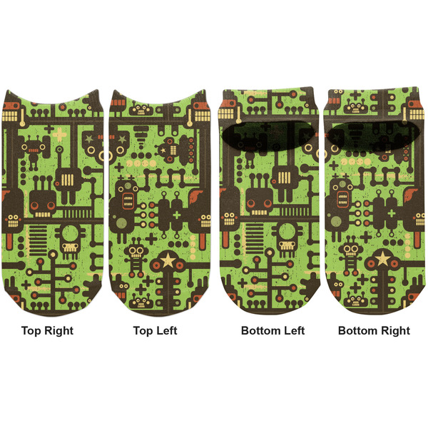 Industrial Robot 1 Adult Ankle Socks - Double Pair - Front and Back - Apvl