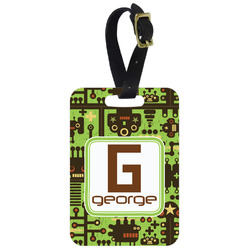 Industrial Robot 1 Metal Luggage Tag w/ Name and Initial