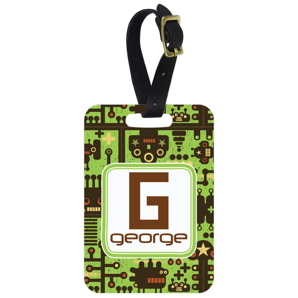 Custom Industrial Robot 1 Metal Luggage Tag w/ Name and Initial