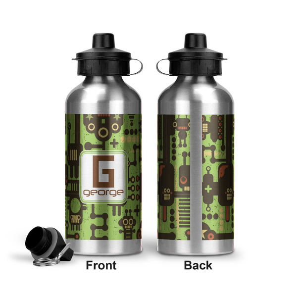 Industrial Robot 1 Aluminum Water Bottle - Front and Back