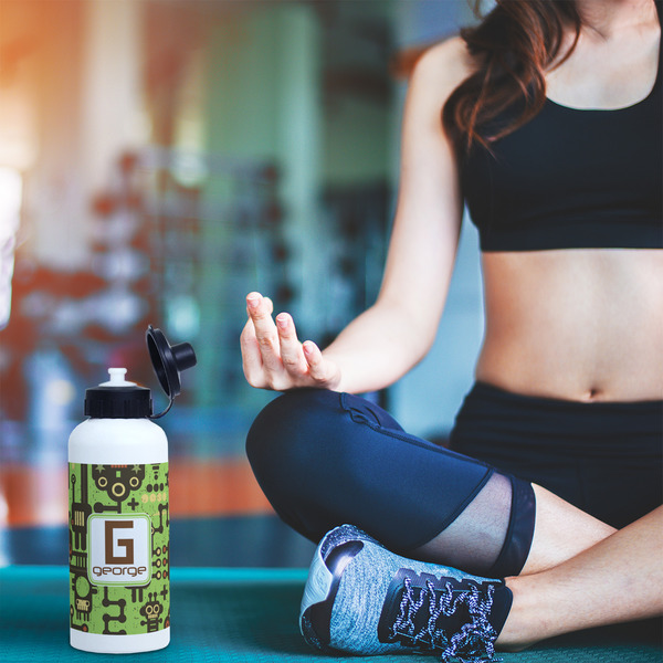 Industrial Robot 1 Aluminum Water Bottle - White LIFESTYLE